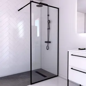 Comparateur de prix : AURLANE Paroi de douche à l'italienne noir Galedo Dark Edge transparent 90cm