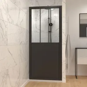Comparateur de prix : AURLANE Porte de douche pivotante noir Galedo Fabrik 90cm