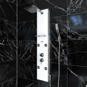 Comparateur de prix : AURLANE Colonne de Douche 'Glass' - Blanc - 22 x 125 cm