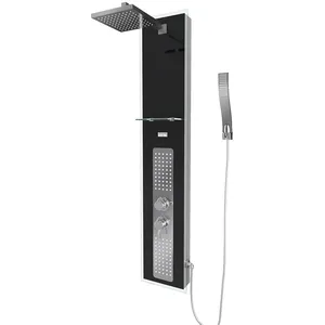 Comparateur de prix : AURLANE Colonne de douche hydromassante Crystal noir