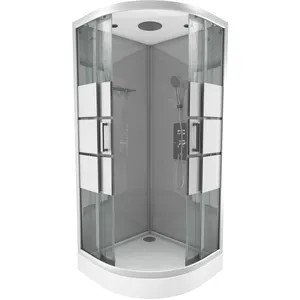 AURLANE Cabine de douche 1/4 de cercle gris et blanc Galedo River 2 90 x 90 cm pas cher