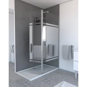 Comparateur de prix : AURLANE Volet pivotant bande miroir pour paroi de douche italienne - 40x200cm