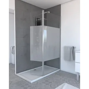 AURLANE Volet pivotant bande dépolie pour paroi de douche italienne - 40x200cm pas cher