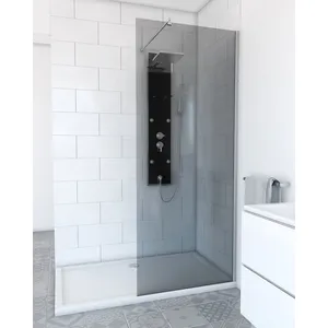 AURLANE Paroi de Douche 80x200cm - Verre Trempé Fumé 8mm - Profilé Chrome - freedom 2 smoked pas cher