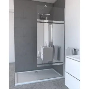 Aurlane Paroi de Douche à l'italienne en verre AURLANE Parma 2 80cm + Bande Miroir pas cher