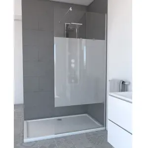 Comparateur de prix : AURLANE Paroi de douche à l'italienne avec bande verre dépoli - L90xH200cm