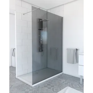 Comparateur de prix : AURLANE Paroi de douche à l'italienne 140x200 cm verre fumé 8 mm - freedom 2 smoked