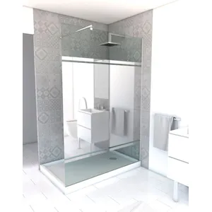 Comparateur de prix : AURLANE Paroi de douche à l'italienne avec bande miroir - 200x140cm