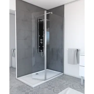 AURLANE Volet pivotant transparent pour paroi de douche italienne - 40x200cm pas cher