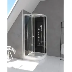 AURLANE Cabine de douche hydromassante circulaire Galedo Black II 90 x 90 cm pas cher