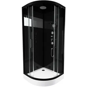 AURLANE Cabine de douche MIRROR SPACE ROUND 1/4 de cercle 90x90x215cm TU pas cher