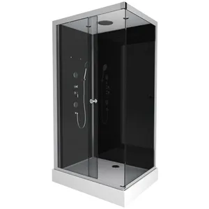 AURLANE Cabine de douche Black II Zen rectangulaire - Noir - 110x80x215cm pas cher