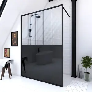 Comparateur de prix : AURLANE Paroi de douche Black Indus - Noir Mat - 140 x 200 cm