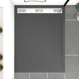 Comparateur de prix : AURLANE Receveur de douche extra-plat 90 x 120 cm, acrylique, gris, Galedo Pedra