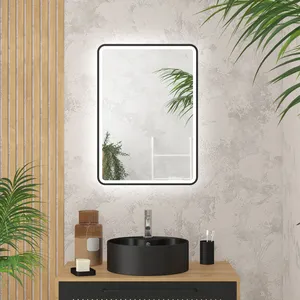 Comparateur de prix : Aurlane Miroir salle de bain avec eclairage led et contour noir - 50x70cm - go black led