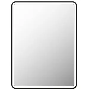 AURLANE Miroir salle de bain avec eclairage led et contour noir - 60x80cm - go black led pas cher