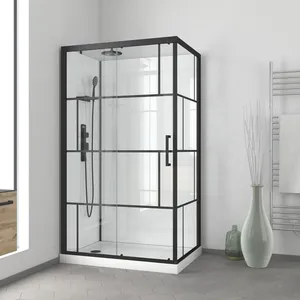 Aurlane Cabine de douche rectangle noire 80x110 cm - Receveur bas - GRAPHIC pas cher