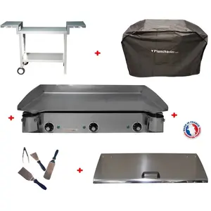 Comparateur de prix : Planchaelec - Pack plancha électrique lux 830 inox - chariot odeon 830
