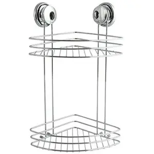 Etagère d'angle MSV - 2 niveaux à ventouse - Chromé pas cher