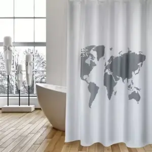 Rideau de douche L.180 x H.200 cm gris en polyester Msv