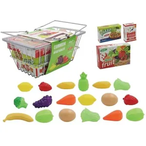 Panier de courses en metal 21 pieces - jeu d'imitation marchande pas cher