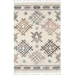 Nazar Tapis salon berbere crème 120x170 à motifs pas cher