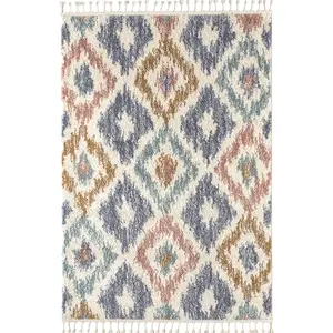 NAZAR Tapis salon berbere 160x230 à motif géométrique pastel pas cher