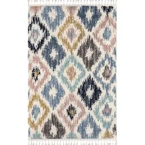 Nazar Tapis salon berbere 160x230 multicolore motif géométrique losange pas cher