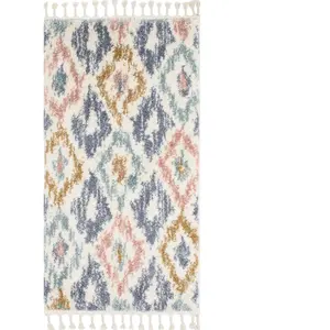Comparateur de prix : Nazar Tapis couloir berbere 80x150 à motif géométrique pastel