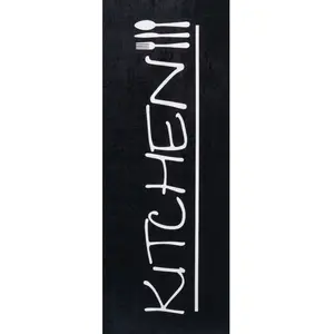 NAZAR Tapis de cuisine noir motif kitchen 50x80