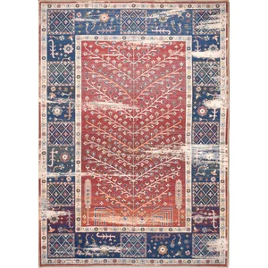 Nazar Tapis salon vintage rouge et bleu 120x170cm pas cher