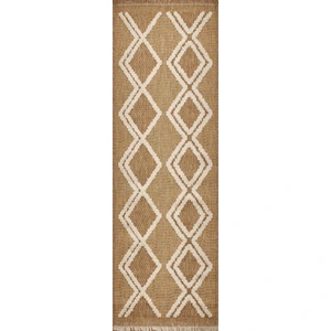 Nazar Tapis intérieur et extérieur aspect jute scandinave jaune -60x90 pas cher