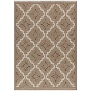 Nazar Tapis intérieur et extérieur aspect jute géométrique marron-120x170 pas cher