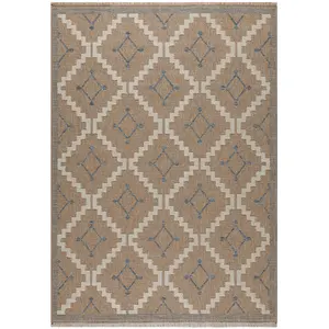 Nazar Tapis intérieur et extérieur aspect jute géométrique bleu - 120x170 pas cher