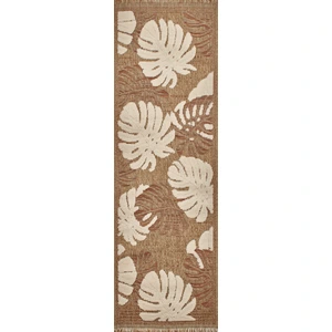 Nazar Tapis intérieur et extérieur aspect jute feuille terra - 60x90 pas cher