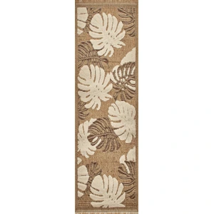 Nazar Tapis intérieur et extérieur aspect jute feuille marron - 60x90 pas cher
