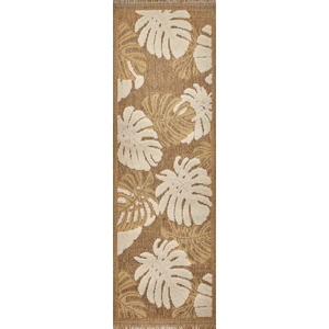 Nazar Tapis intérieur et extérieur aspect jute feuille jaune - 60x90 pas cher