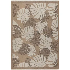 Nazar Tapis intérieur et extérieur aspect jute feuille marron - 120x170 pas cher