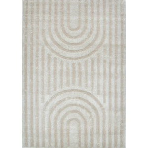 Nazar Tapis de salon motif arc de cercle crème 80x150 pas cher