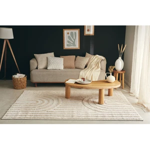Nazar Tapis salon crème à motif arc de cercle - 120x170 cm pas cher