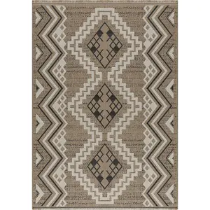 Tapis intérieur/extérieur TULUM aspect jute à motif ethnique noir - 60x90 cm 60 x 90 cm pas cher
