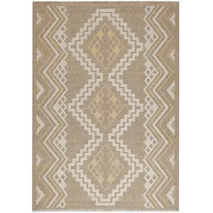 Tapis intérieur/extérieur TULUM aspect jute à motif ethnique jaune - 60x90 cm 60 x 90 cm pas cher