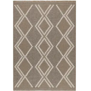 NAZAR Tapis intérieur/extérieur TULUM aspect jute à motif scandinave marron - 60x90 cm 60 x 90 cm pas cher