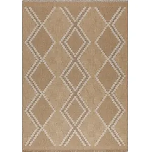 NAZAR Tapis intérieur/extérieur TULUM aspect jute à motif scandinave jaune - 120x170 cm 120 x 170 cm pas cher