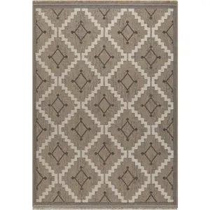 NAZAR Tapis intérieur/extérieur TULUM aspect jute à motif géométrique noir - 120x170 cm 120 x 170 cm pas cher