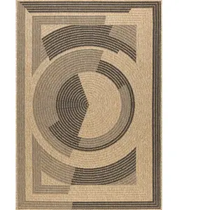 Nazar Tapis intérieur et extérieur effet jute motif abstrait noir 200x290 pas cher