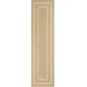 Nazar Tapis intérieur et extérieur effet jute motif géométrique blanc 80x150 pas cher