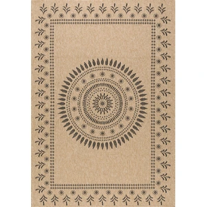 Nazar Tapis intérieur et extérieur effet jute motif oriental noir 200x290 pas cher