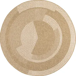 Nazar Tapis intérieur/extérieur effet jute motif abstrait blanc diamètre 120 pas cher