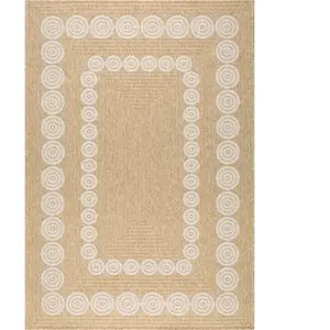 NAZAR Tapis intérieur/extérieur effet jute motif géométrique blanc 120x170 pas cher